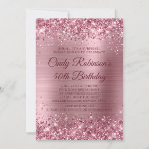 Invitation Glitterie Moyen Pink Foil Surprise 50e anniversair