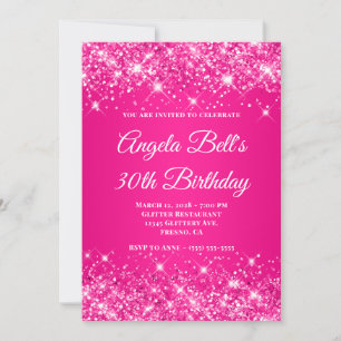 Invitation Glitterie rose chaud Gradient 30e anniversaire