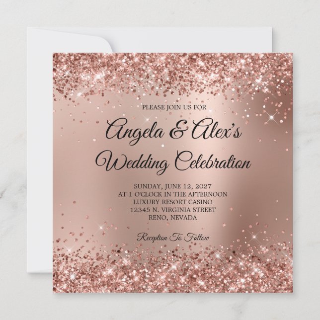 Invitation Glitterie Rose Gold Glam Gradient (Devant)