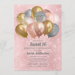 Invitation Glitterie rose Silver Or Ballons doux 16