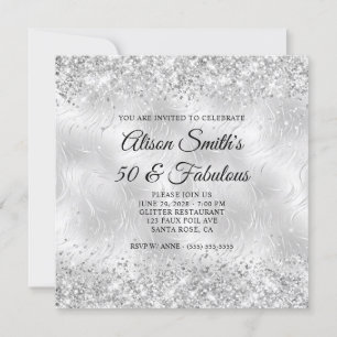 Invitation Glitterie Silver Frosted Glass 50 & Fabuleux