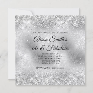 Invitation Glitterie Silver Frosted Glass 60 & Fabuleux