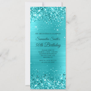 Invitation Glitterie Turquoise Blue Foil 50e anniversaire