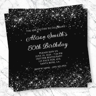 Invitation Glittery Black 50e anniversaire