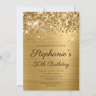Invitation Glittery Gold Foil Script élégant 50e anniversaire