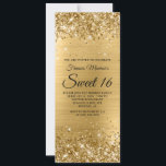 Invitation Glittery Gold Foil Sweet 16 Anniversaire<br><div class="desc">Une invitation glamour d'anniversaire de sweet sixteen pour votre fille en téléchargement imprimé ou numérique. C'est un bon format pour les téléphones. Faux parties scintillant or brillant contre un arrière - plan de feuille de métal jaune doré faux brossé. Le doux texte 16 est également personnalisable. Customisez la calligraphie et...</div>