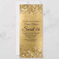Glittery Gold Foil Sweet 16 Anniversaire