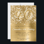 Invitation Glittery Gold Glam Numéro 40e anniversaire<br><div class="desc">Créez votre propre parties scintillant en faux or et déposez pour elle l'invitation de célébration du 40e anniversaire. L'arrière - plan présente un dessin d'art numérique à l'ombre doré et filé avec un faux ballon d'art numéro 40. Les scintillants de luxe, la parties scintillant et la feuille seront créés avec...</div>