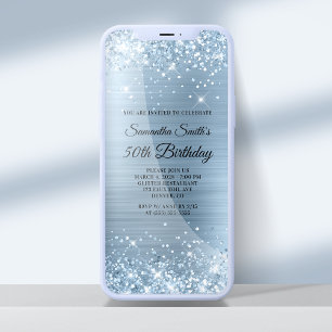 Invitation Glittery Light Blue Foil 50e anniversaire