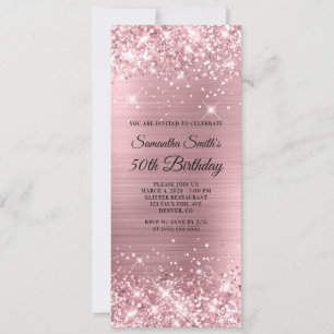 Invitation Glittery Pink Foil 50e anniversaire