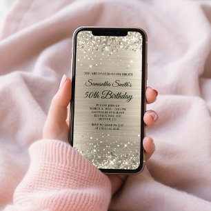 Invitation Glittery Platinum 50e anniversaire