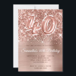 Invitation Glittery Rose Gold Glam Numéro 40e anniversaire<br><div class="desc">Créez votre propre parties scintillant d'or faux rose et déposez l'invitation de célébration de 40e anniversaire pour elle. L'arrière - plan présente un rose vif et or rose noir sombre art numérique graphique avec un faux ballon art numéro 40. Les scintillants de luxe, la parties scintillant et la feuille seront...</div>