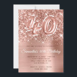 Invitation Glittery Rose Gold Glam Numéro 40e anniversaire<br><div class="desc">Créez votre propre parties scintillant d'or faux rose et déposez l'invitation de célébration de 40e anniversaire pour elle. L'arrière - plan présente un rose vif et or rose noir sombre art numérique graphique avec un faux ballon art numéro 40. Les scintillants de luxe, la parties scintillant et la feuille seront...</div>