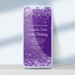 Invitation Glittery Royal Purple 50e anniversaire