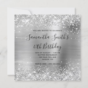 Invitation Glittery Silver Foil 40e anniversaire