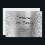 Invitation Glittery Silver Foil Fancy Monogramme 50e annivers<br><div class="desc">Créez votre propre monographie chic et élégante invitation à célébrer le 50e anniversaire pour elle. Parties scintillant décorative brillant en argent bords latéraux sur l'art numérique gris argenté en métal brossé style feuille. Customisez l'invitation et monogramme couleurs ou styles de police. Les scintillants de luxe, la parties scintillant et la...</div>