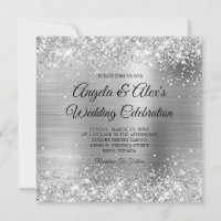 Glittery Silver Foil Mariage élégant