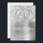 Invitation Glittery Silver Glam Numéro 40e anniversaire<br><div class="desc">Créez votre propre parties scintillant fausse argentée et déposez pour elle l'invitation de célébration du 40e anniversaire. L'arrière - plan présente un graphique en art numérique gris gris gris gris gris argent avec un faux ballon art numéro 40. Les scintillants de luxe, la parties scintillant et la feuille seront créés...</div>