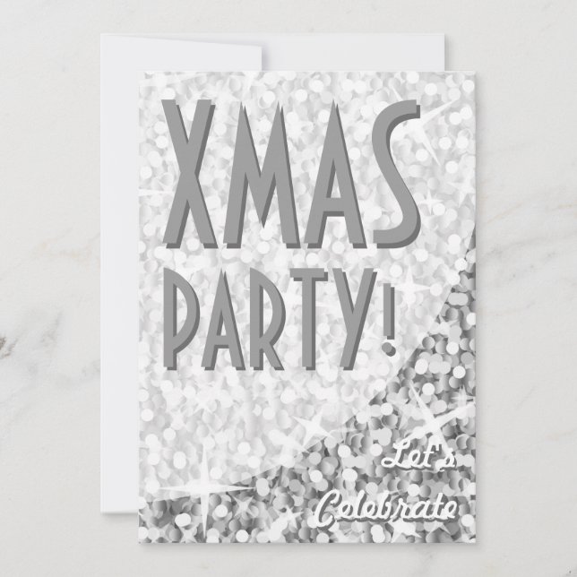 Invitation Glitz "Argent" courbe "Fête de Noël" (Devant)