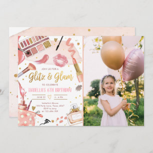 Invitation Glitz Glam Glamor Party Spa de maquillage fille An