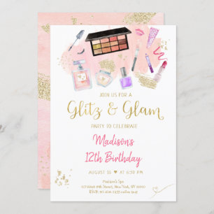 Invitation Glitz & Glam Spa or rose Anniversaire