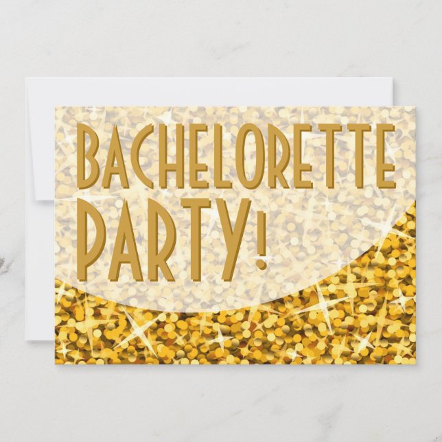 Invitation Glitz "Gold" courbe "Bachelorette Party" invitatio (Devant)