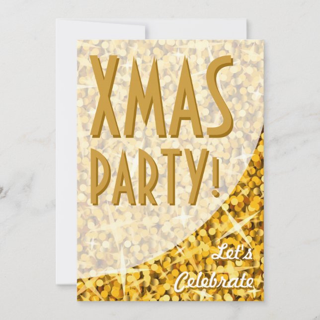 Invitation Glitz "Gold" courbe "Xmas Party!" (Devant)
