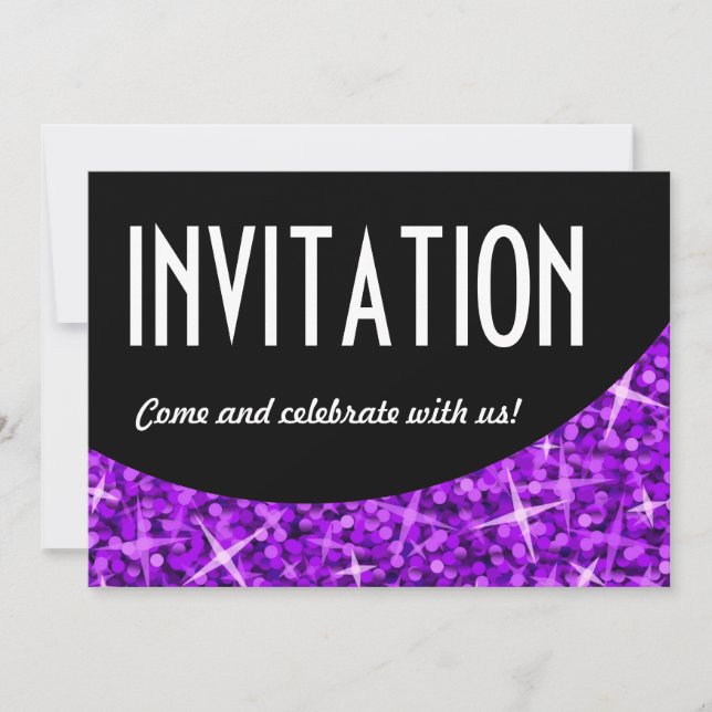 Invitation Glitz Purple courbe noire 'Invitation' (Devant)