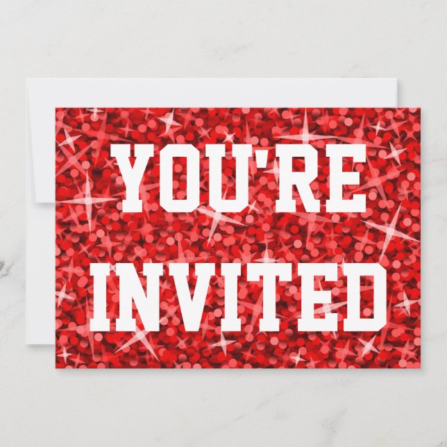 Invitation Glitz Red Vous êtes invité texte blanc d'invitatio (Devant)
