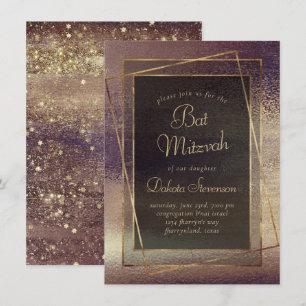 Invitation Glitzy Foil   Bronze Taupe Faux Parties scintillan