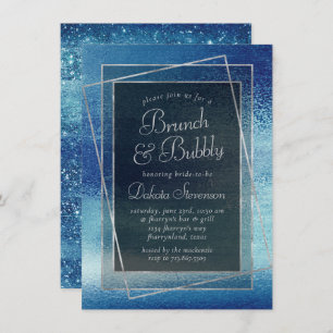 Invitation Glitzy Foil   Ice Blue Iridescente Champagne Brunc