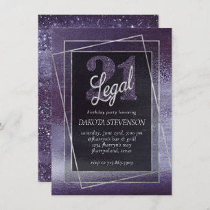 Invitation Glitzy Foil Indigo Midnight Purple 21 et juridiq