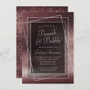 Invitation Glitzy Foil   Rose Gold Blush Glam Bubbly Brunch