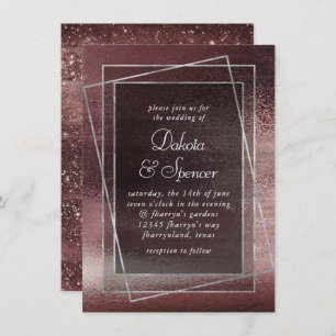 Invitation Glitzy Foil   Rose Gold Blush Glam Faux Shimmer