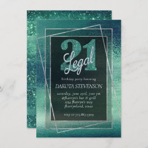 Invitation Glitzy Foil   Seafoam Iridescente 21 et juridique