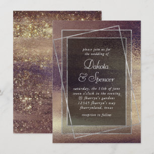 Invitation Glitzy Foil Terracotta Dusty Orange Faux Shimmer