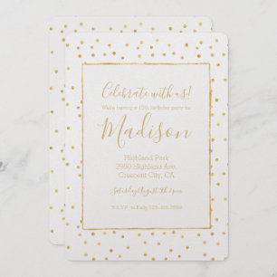 Invitation Glitzy Gold Confetti Anniversaire