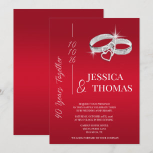Invitation Glitzy Posh, 40e anniversaire du Mariage de Ruby