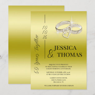 Invitation Glitzy Posh 50e anniversaire de Mariage d'or