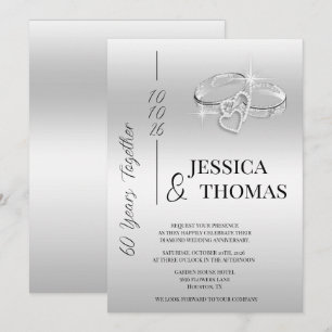Invitation Glitzy Posh 60e anniversaire de Mariage Diamond