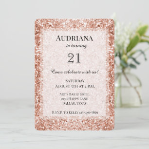 Invitation Glitzy Rose Gold Parties scintillant Anniversaire