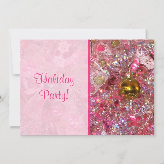 Invitation Glitzy Silver and Pink Holiday Party (Devant)