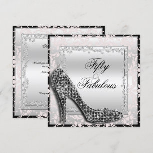Invitation Glitzy Stilettos, Diamants & Damask Fabuleux 50