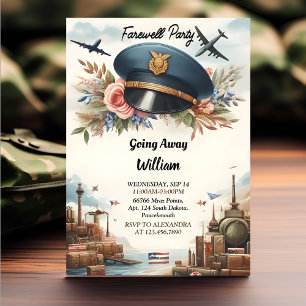 Invitation Globe Travel Farewell Militaire Départ Parti
