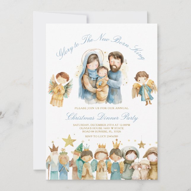 Invitation Gloire Au Nouveau Nativité King Nativité Dîner De  (Devant)