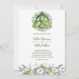 Invitation Gloire du matin Celtic Green Triquetra Handfasting