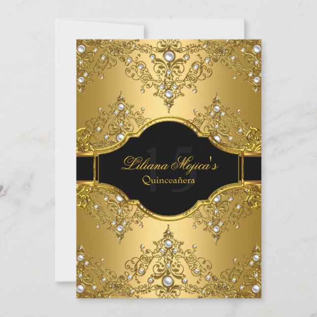 Invitation Glossaire Perle Vintage Quinceanera (Devant)