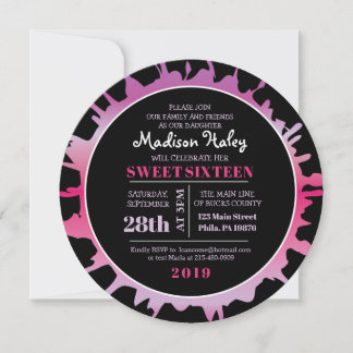 Invitation GLOW Fuchsia Splash Sweet sixteen 16
