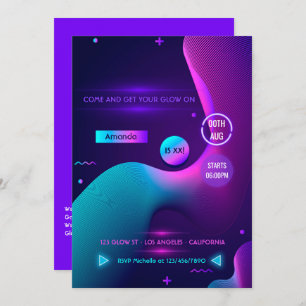 Invitation Glow géométrique dans la fête d'anniversaire du né