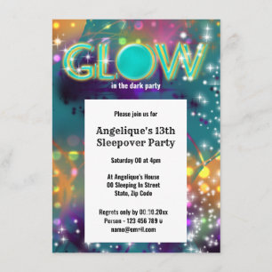 Invitation Glow in the dark neon fête fun